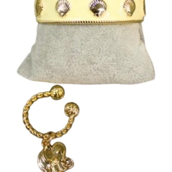 Lilly Pulitzer 2 pc Gold plated & enamel seashell bracelet & elephant key ring - Picture 7 of 9